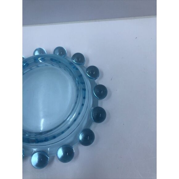 Imperial Candlewick Elegant Glass Aqua Blue Round Ashtray Dish tray 4"/ Trinket - Picture 7 of 8